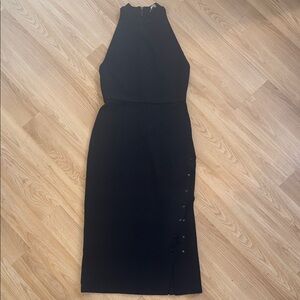 Haute Hippe Elegant Black Halter Dress Pencil Maxi Size Small LBD